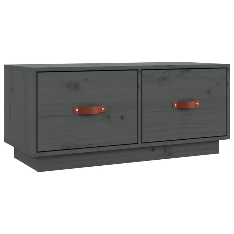 Meuble TV Gris 80x34x35 cm Bois de pin massif - 2