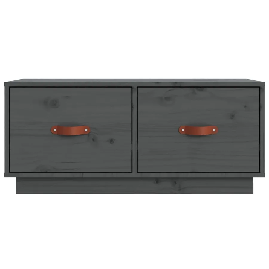Meuble TV Gris 80x34x35 cm Bois de pin massif - 6