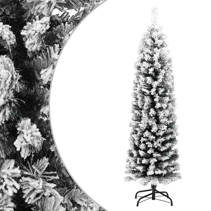 Sapin de Noël artificiel mince flocon de neige vert 120 cm PVC