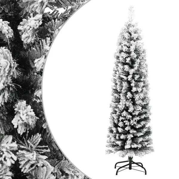 Sapin de Noël artificiel mince flocon de neige vert 120 cm PVC