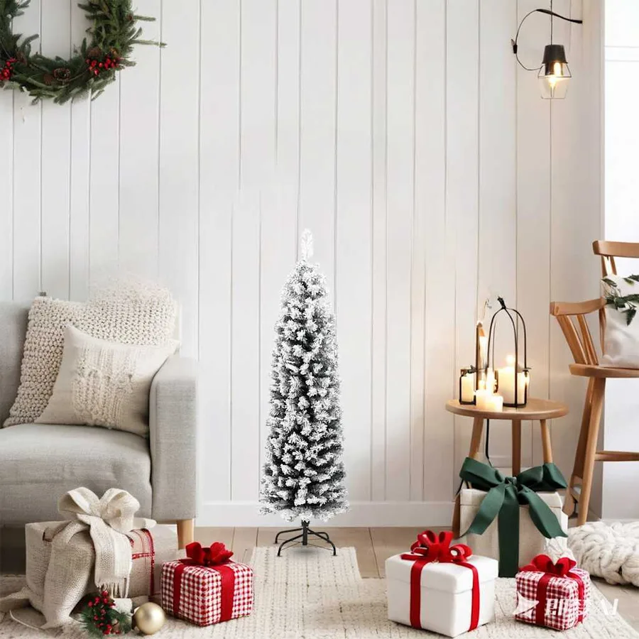 Sapin de Noël artificiel mince flocon de neige vert 120 cm PVC - 2