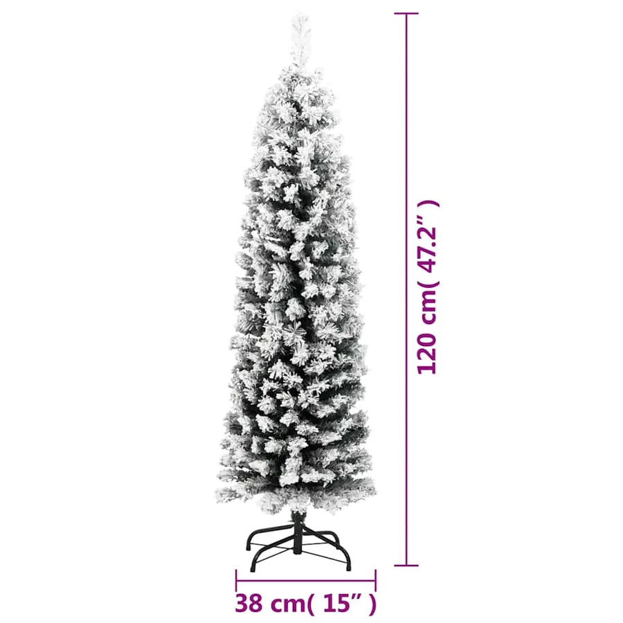 Sapin de Noël artificiel mince flocon de neige vert 120 cm PVC - 7