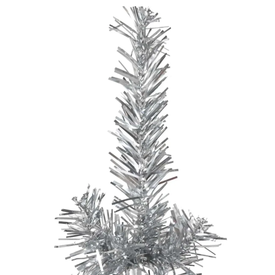 Demi sapin de Noël artificiel mince avec support Argenté 210 cm - 4