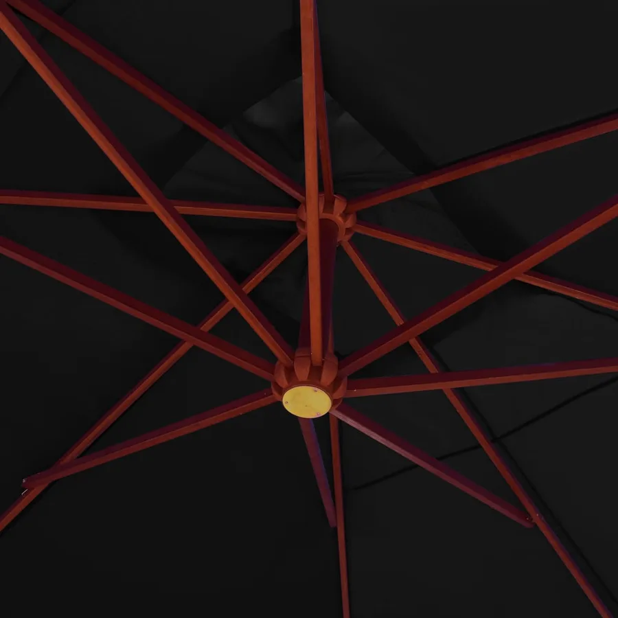 Parasol suspendu avec mât en bois 400x300 cm Noir - 7