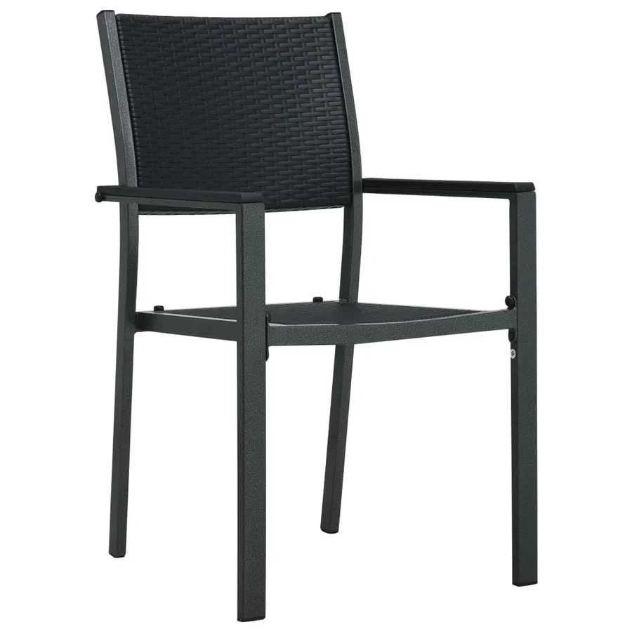 Chaises de jardin lot de 4 Noir Plastique Aspect de rotin - 2