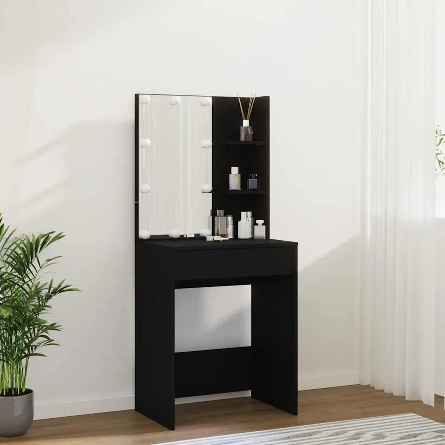 Coiffeuse avec LED Noir 60x40x140 cm - 14