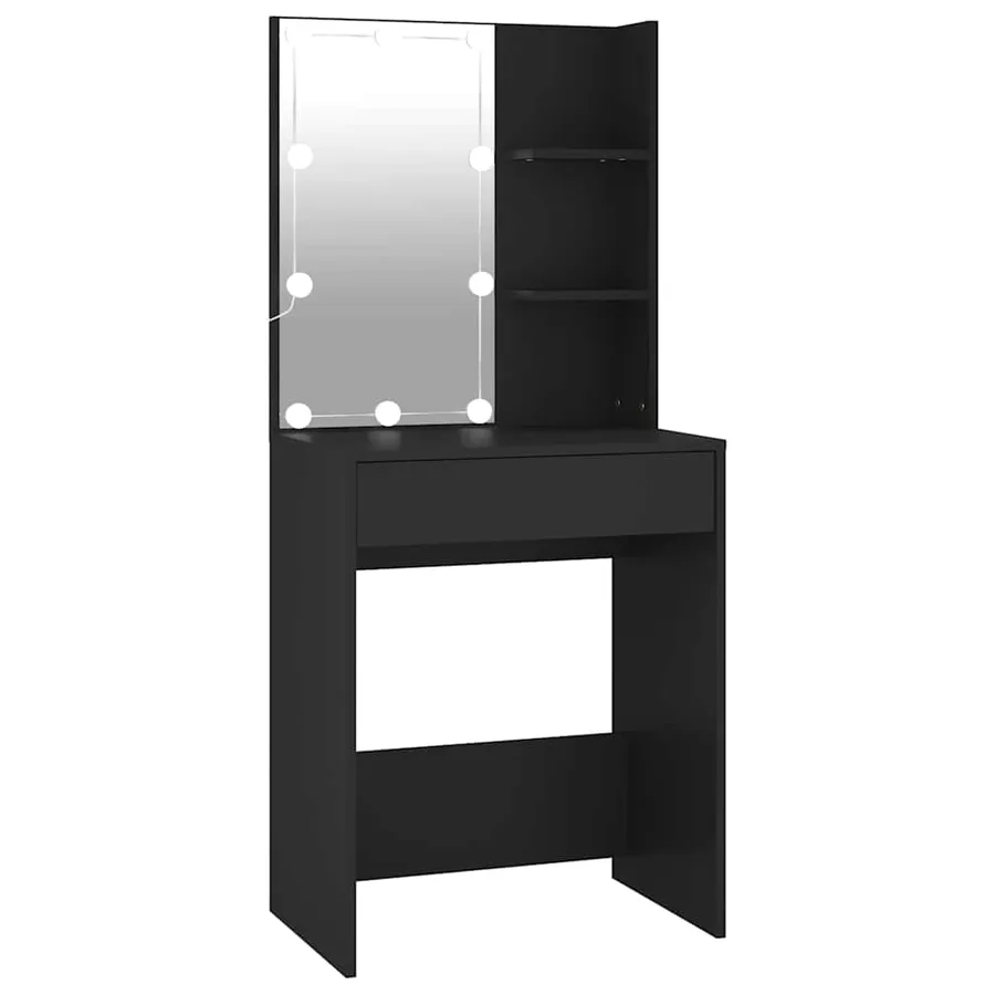 Coiffeuse avec LED Noir 60x40x140 cm - 2