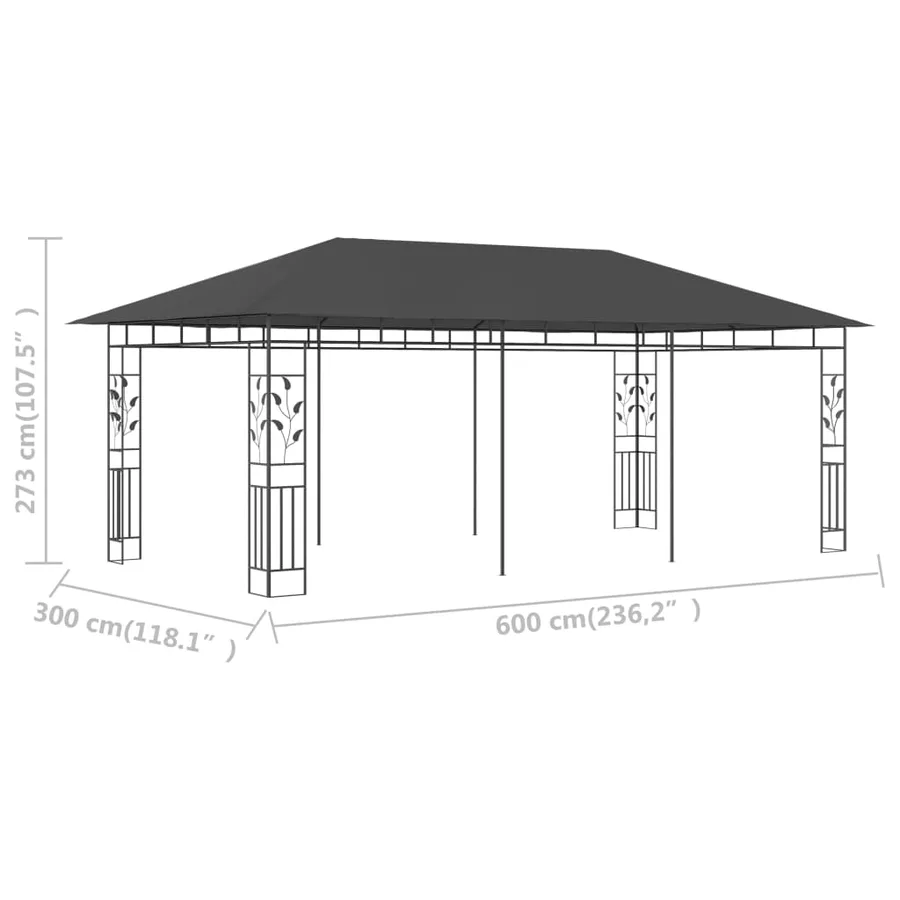 Belvédère avec moustiquaire 6x3x2,73 m Anthracite - 6