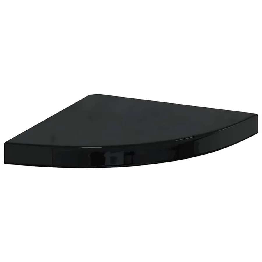 Étagères d'angle flottantes 2pcs noir brillant 35x35x3,8 cm MDF - 5