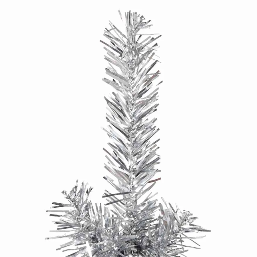 Demi sapin de Noël artificiel mince avec support Argenté 150 cm - 4
