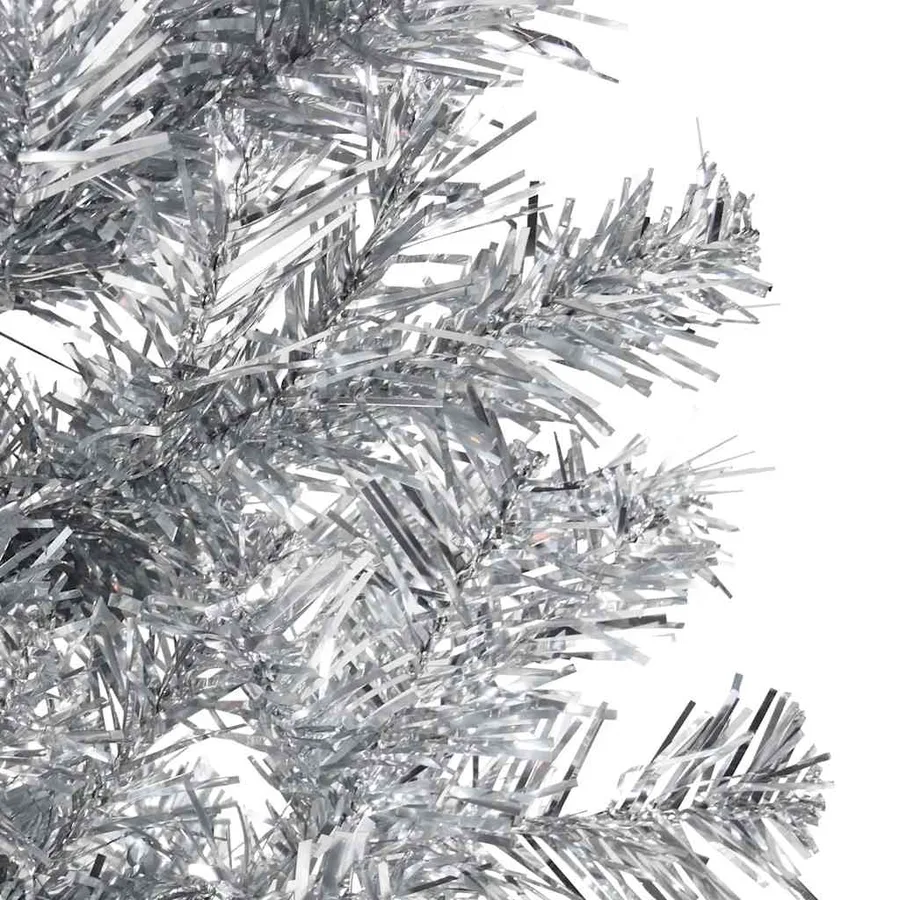 Demi sapin de Noël artificiel mince avec support Argenté 150 cm - 5