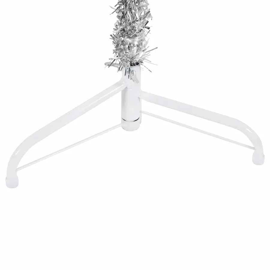 Demi sapin de Noël artificiel mince avec support Argenté 150 cm - 6