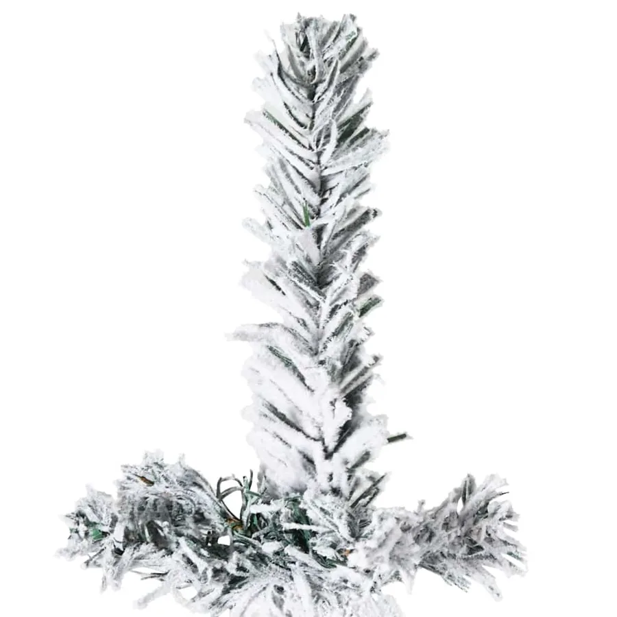 Demi sapin de Noël artificiel mince avec neige floquée 210 cm - 5