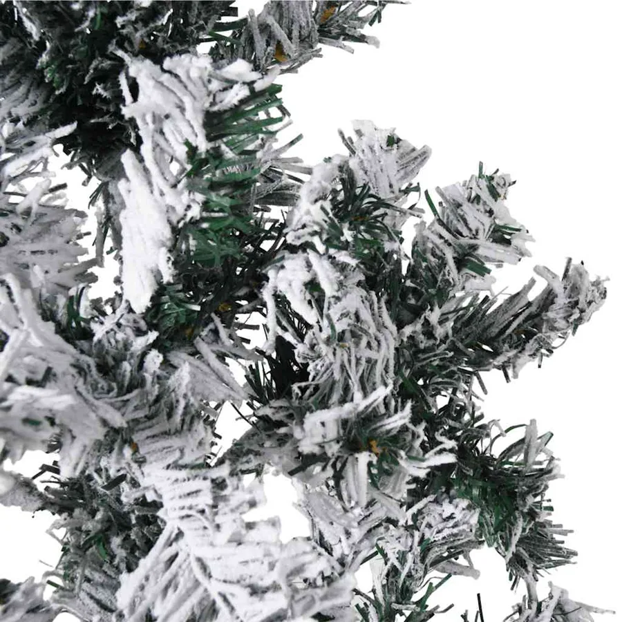 Demi sapin de Noël artificiel mince avec neige floquée 210 cm - 6