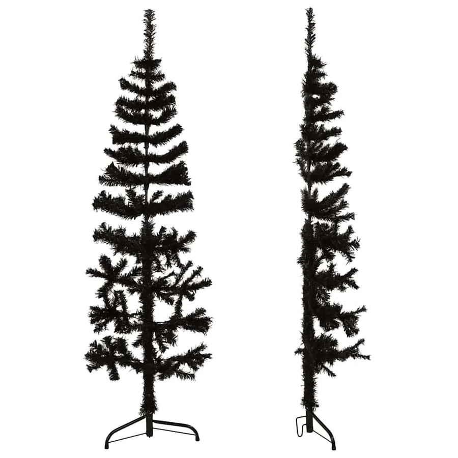 Demi sapin de Noël artificiel mince avec support Noir 120 cm - 3