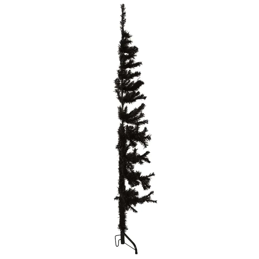 Demi sapin de Noël artificiel mince avec support Noir 120 cm - 4