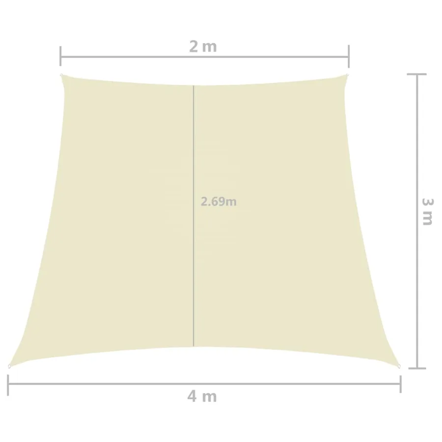 Voile de parasol Tissu Oxford trapèze 2/4x3 m Crème - 6