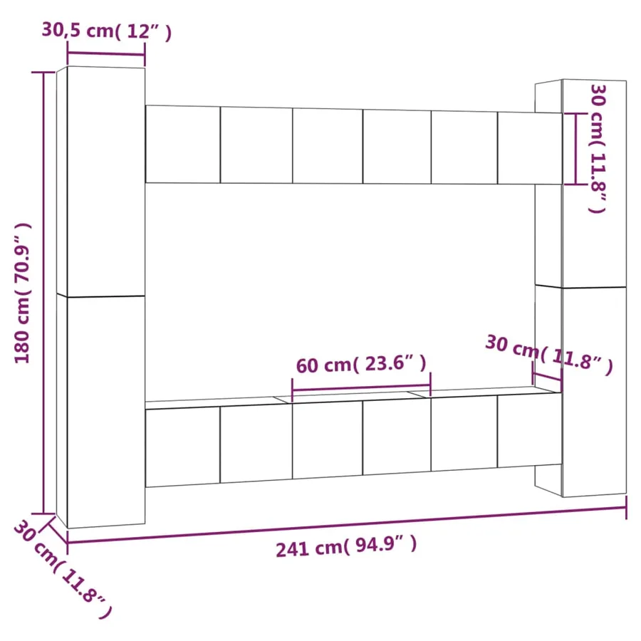 Ensemble de meubles TV 10 pcs Sonoma gris Bois d'ingénierie - 6