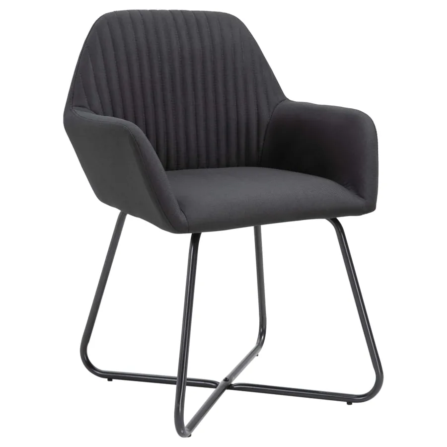 Chaises à manger lot de 4 noir tissu - 2