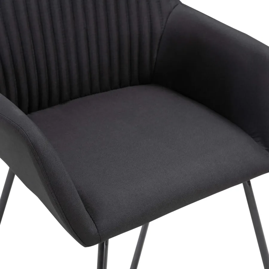 Chaises à manger lot de 4 noir tissu - 6