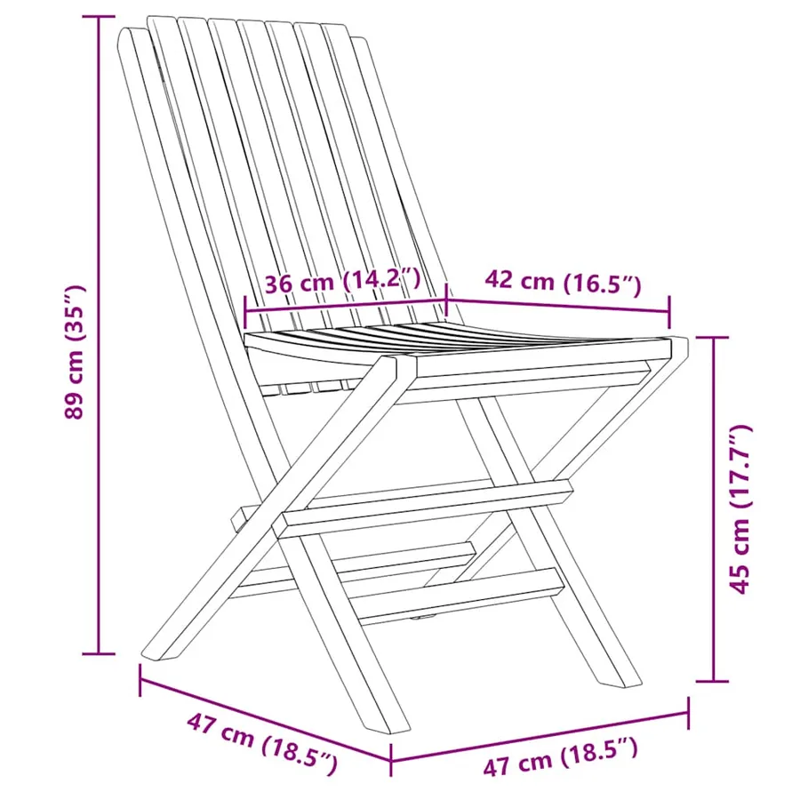 Chaises de jardin pliantes lot de 4 47x47x89cm bois massif teck - 5