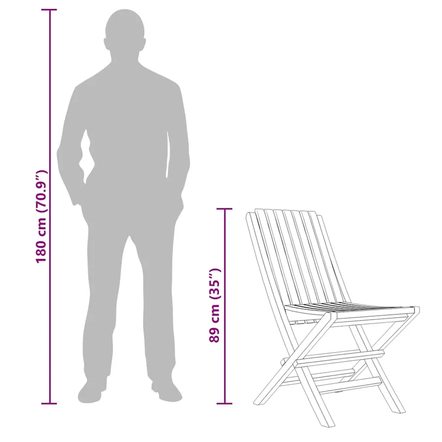 Chaises de jardin pliantes lot de 4 47x47x89cm bois massif teck - 6