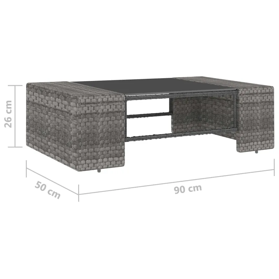 Salon de jardin 3 pcs Résine tressée Gris - 13