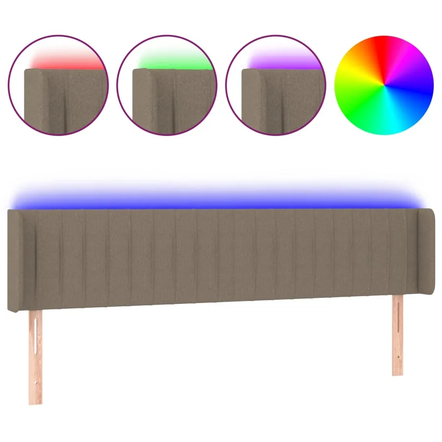 Tête de lit à LED Taupe 183x16x78/88 cm Tissu - 2