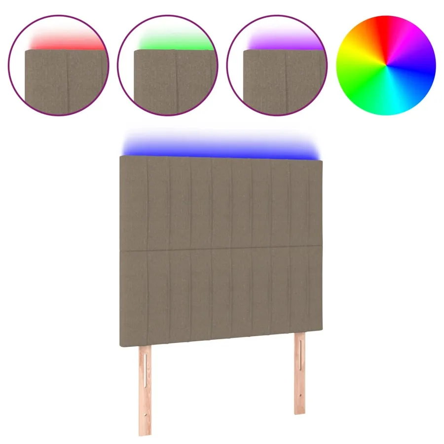 Tête de lit à LED Taupe 90x5x118/128 cm Tissu - 2