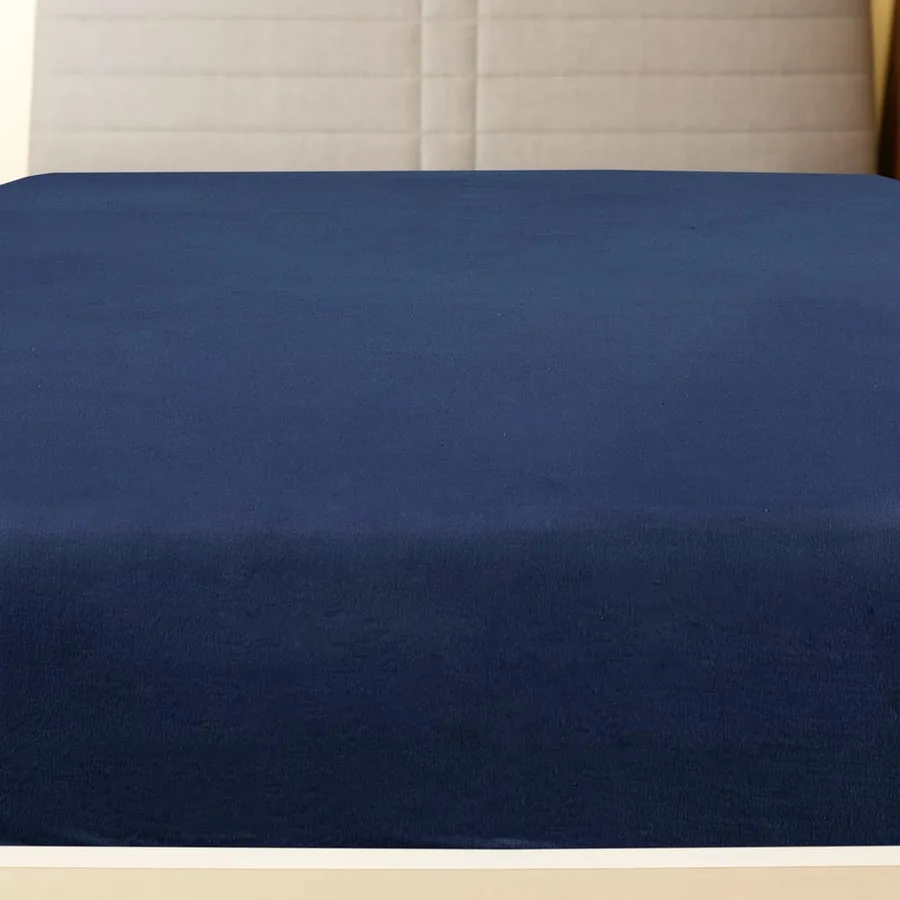 Draps-housses Jersey 2 pcs Bleu marine 160x200 cm Coton - 2