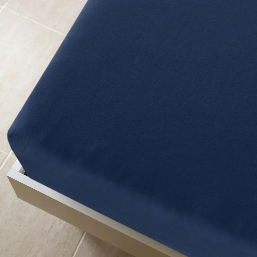 Draps-housses Jersey 2 pcs Bleu marine 160x200 cm Coton - 3