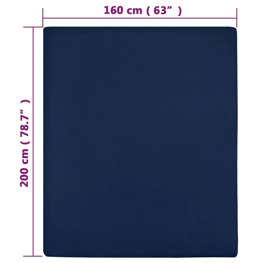 Draps-housses Jersey 2 pcs Bleu marine 160x200 cm Coton - 4