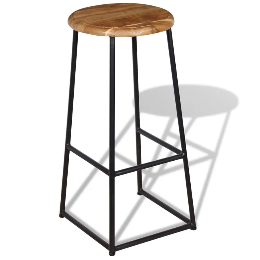 Tabourets de bar lot de 2 bois de teck massif - 2