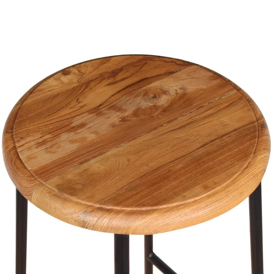Tabourets de bar lot de 2 bois de teck massif - 8