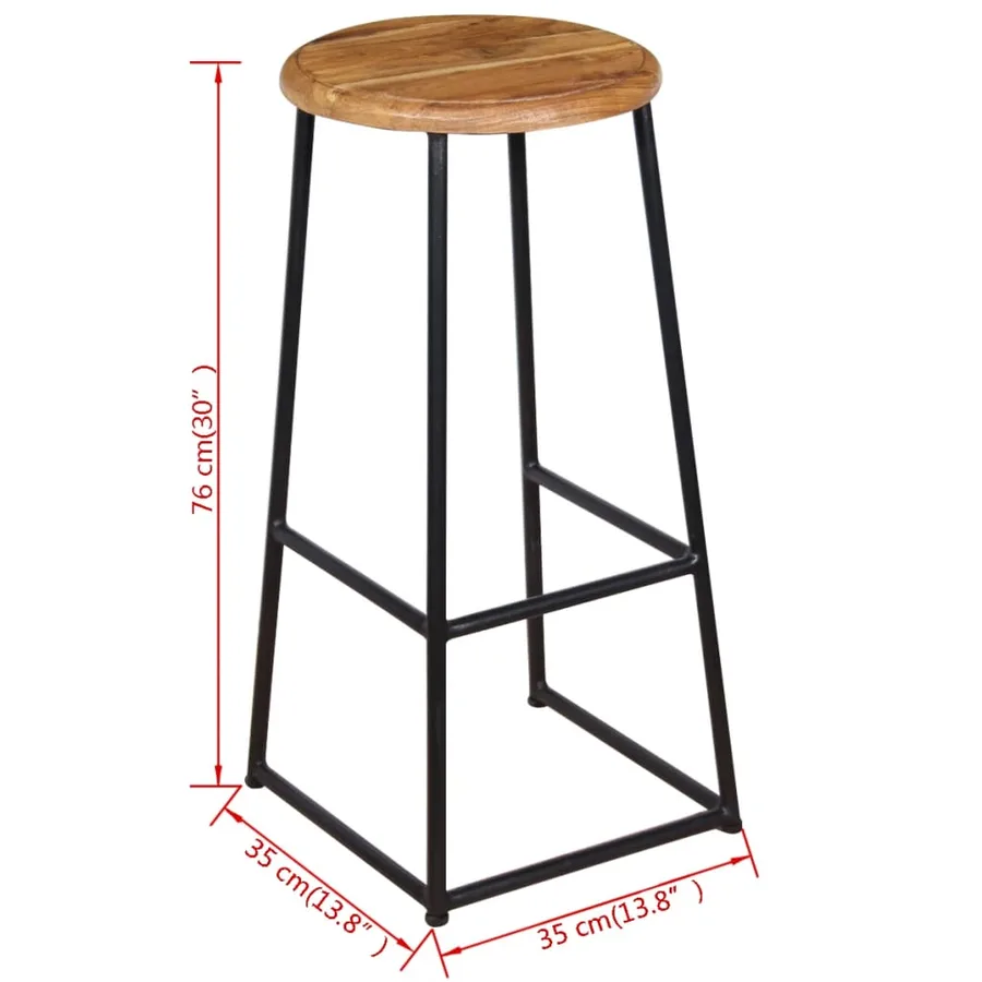 Tabourets de bar lot de 2 bois de teck massif - 9