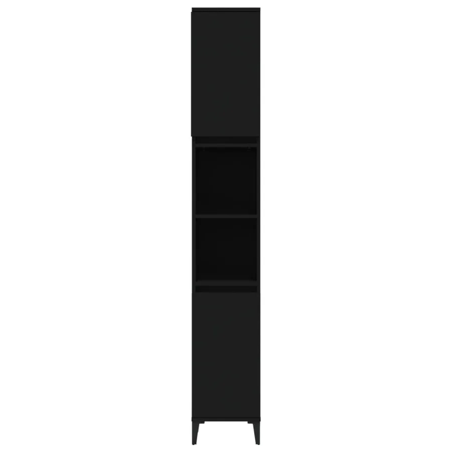Armoire de salle de bain noir 30x30x190 cm bois d'ingénierie - 7