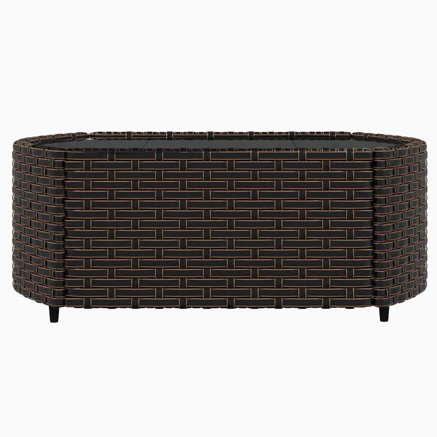 Salon de jardin 3 pcs avec coussins marron résine tressée - 6