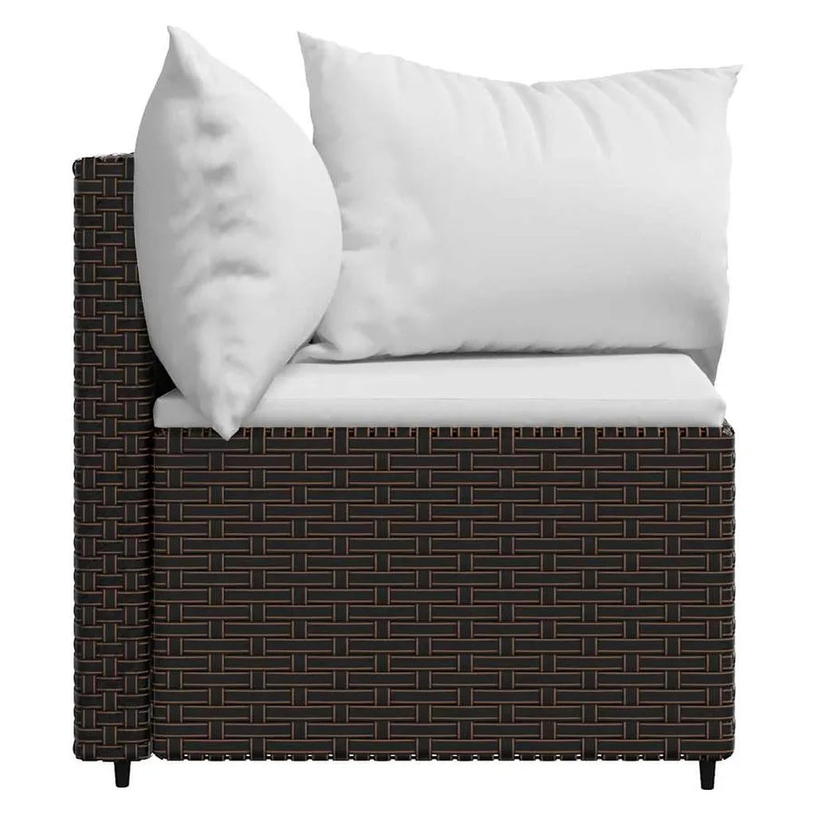 Salon de jardin 3 pcs avec coussins marron résine tressée - 8