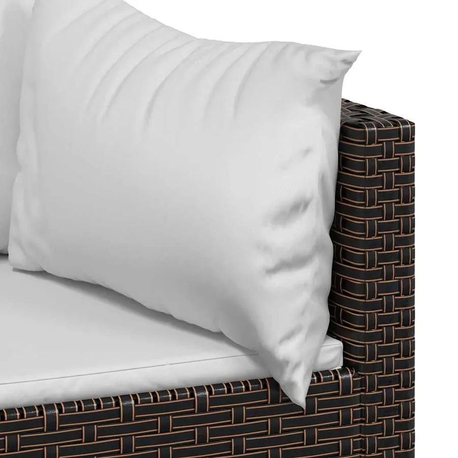 Salon de jardin 3 pcs avec coussins marron résine tressée - 9