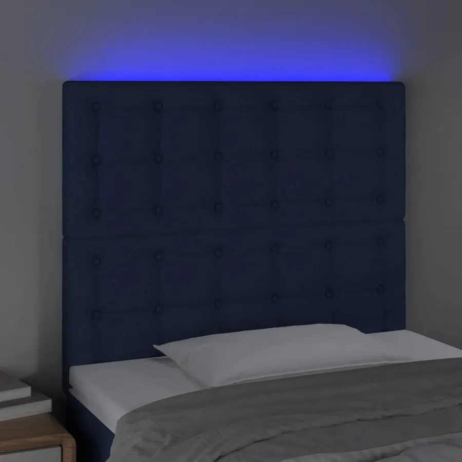 Tête de lit à LED Bleu 100x5x118/128 cm Tissu - 3