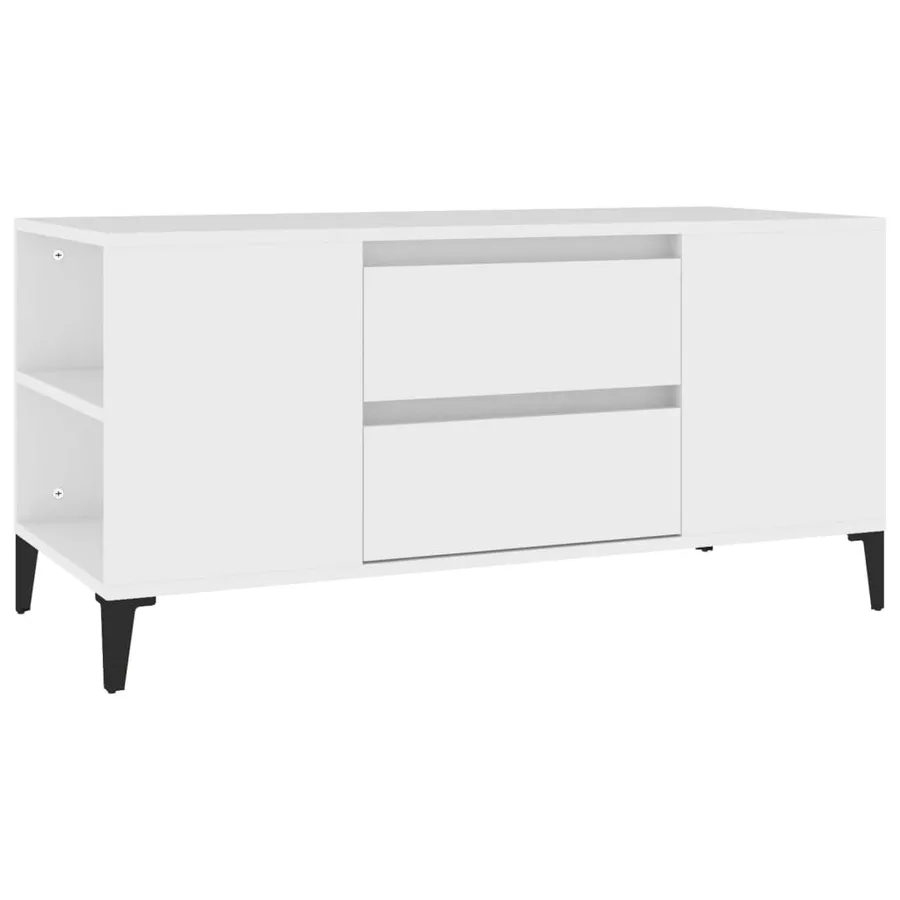 Meuble TV Blanc 102x44,5x50 cm Bois d'ingénierie - 2