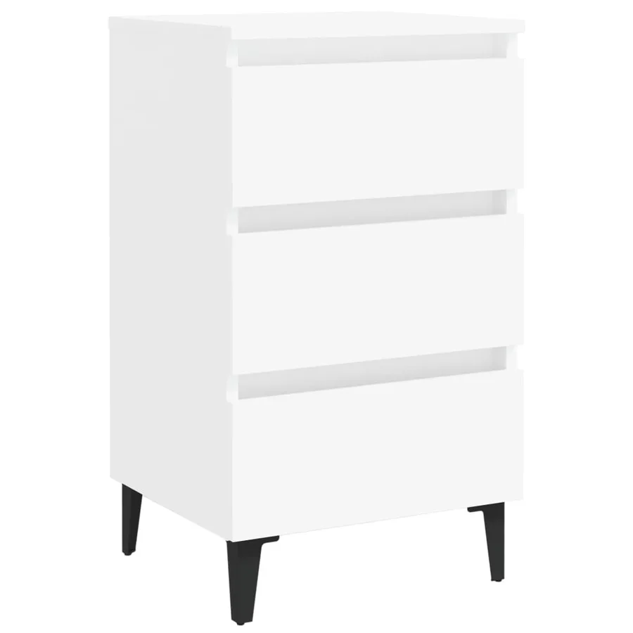 Table de chevet avec pieds en métal blanc 40x35x69 cm - 2