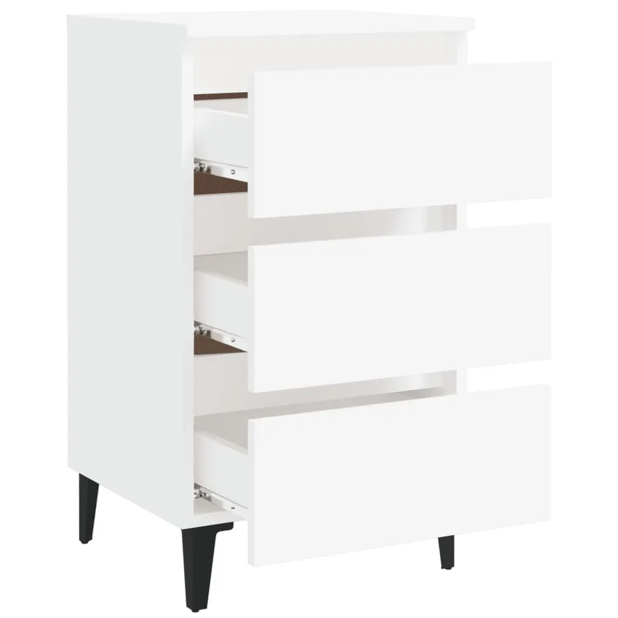 Table de chevet avec pieds en métal blanc 40x35x69 cm - 6
