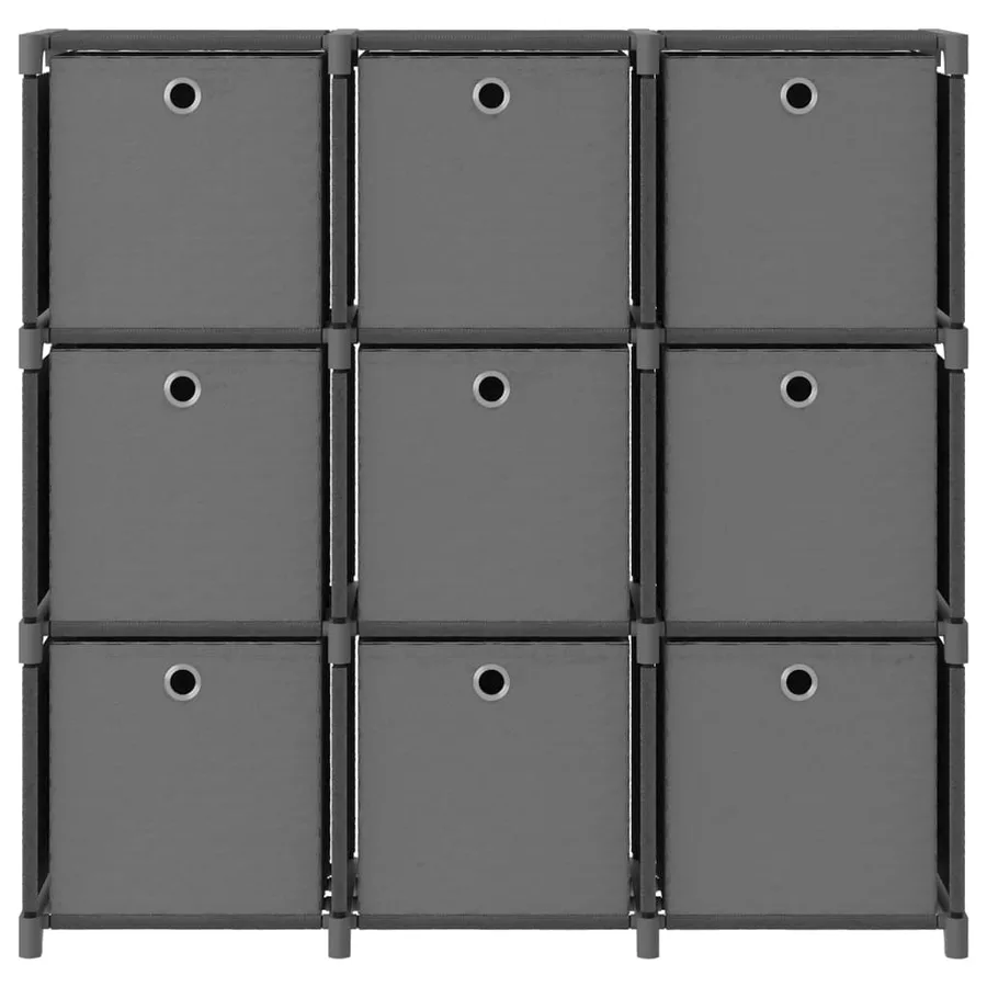 Étagère à 9 cubes avec boîtes Gris 103x30x107,5 cm Tissu - 2