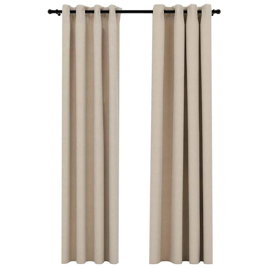 Rideaux occultants aspect lin avec œillets 2pcs beige 140x245cm - 2