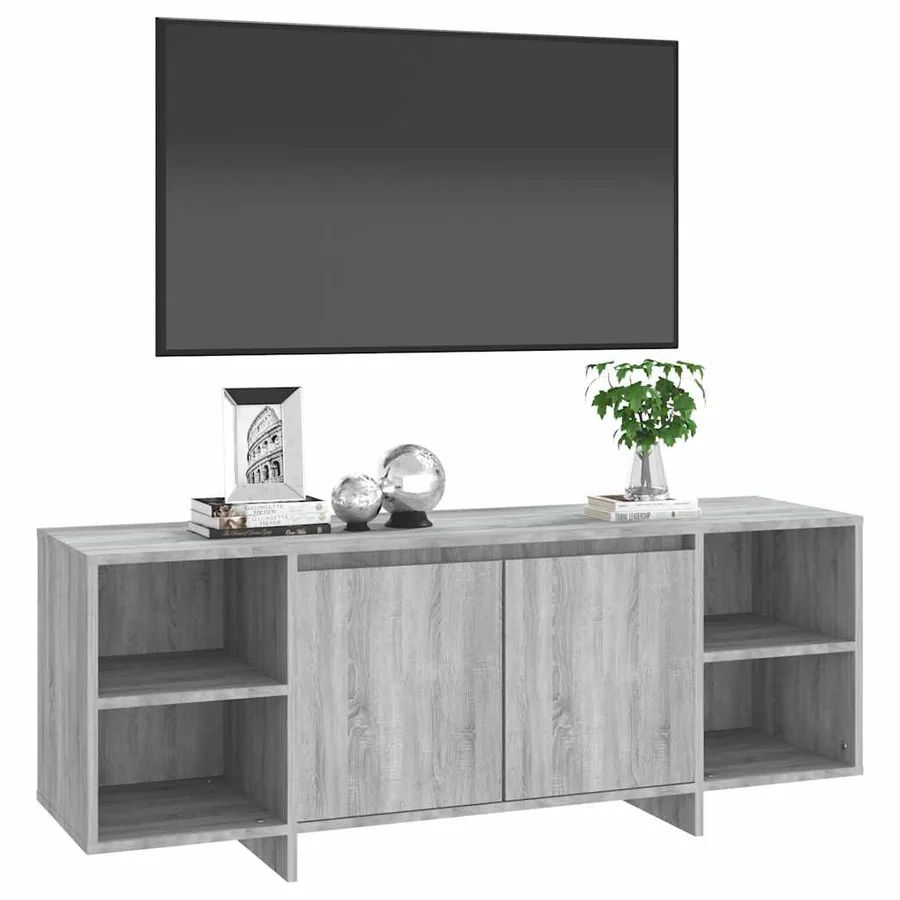 Meuble TV sonoma gris 130x35x50 cm bois d'ingénierie - 4
