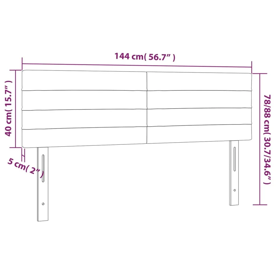 Tête de lit à LED Marron Foncé 144x5x78/88 cm Tissu - 6