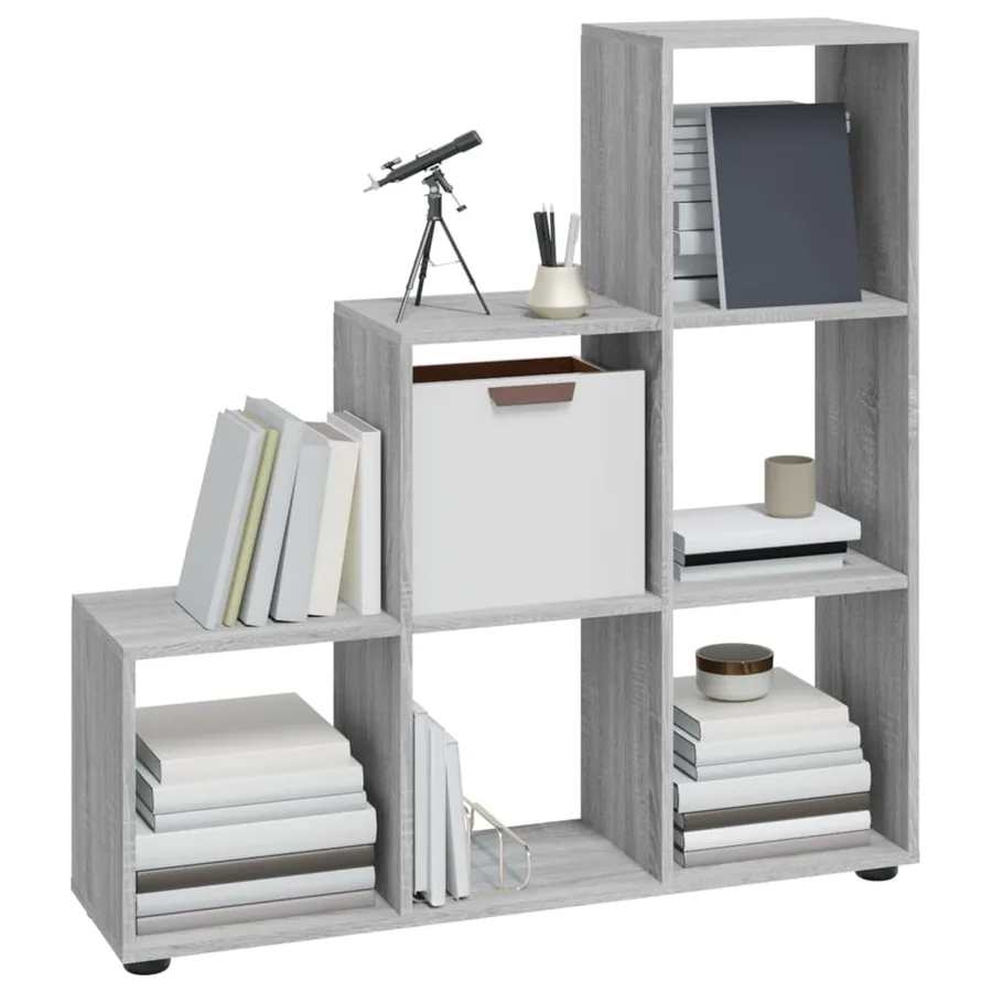 Bibliothèque escalier Sonoma gris 107 cm Bois d'ingénierie - 3