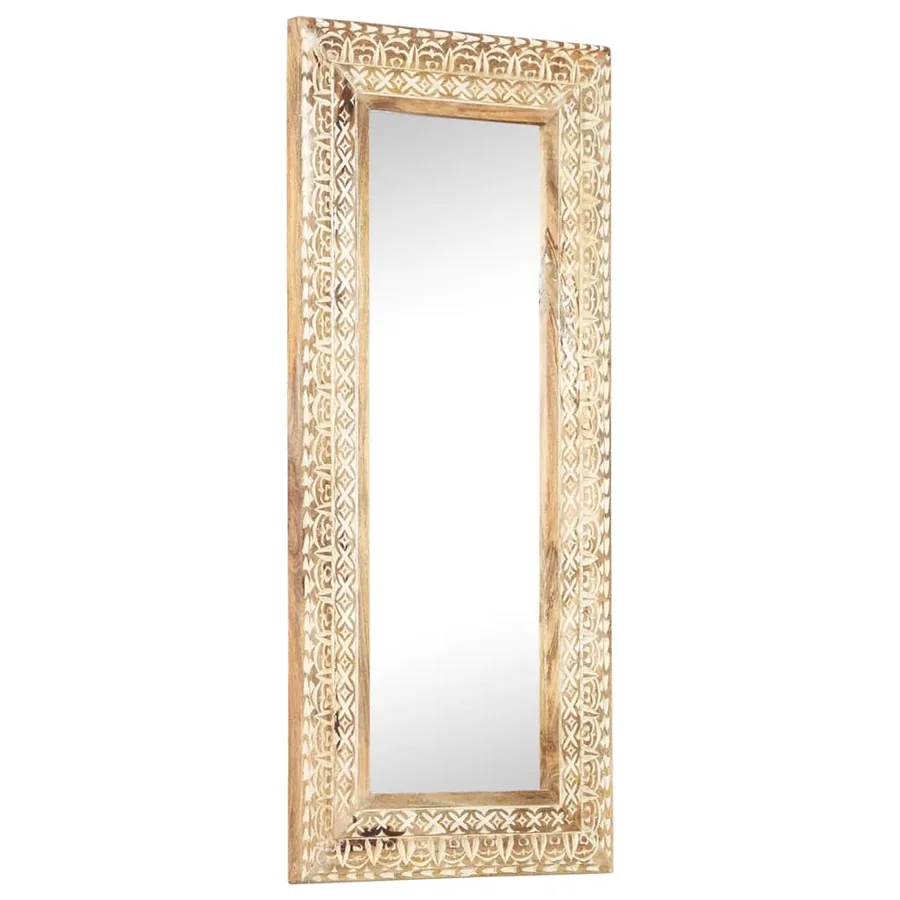 Miroir sculpté à la main 110x50x2,6 cm Bois de manguier solide