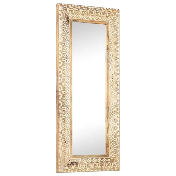 Miroir sculpté à la main 110x50x2,6 cm Bois de manguier solide